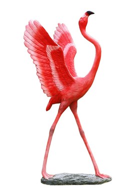 仿真火烈鸟装饰落地动物玻璃钢雕塑花园庭院水池园林景观小品