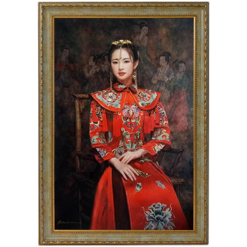 像油画照片物手工纯手绘挂画客厅饰画真画像肖像