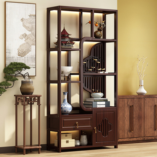 博古架实木中式隔断茶室茶具古董摆放架子茶叶展示架新款爆款