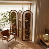 设计师藤编屏风法式 客厅入户实木小户型酒店