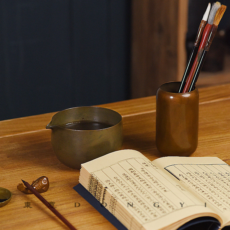 东意文房 黄铜大号笔洗桶茶洗水盂建水茶洗家用功夫茶具洗多功能,文具电教/文化用品/商务用品,笔洗,淘宝优惠券,粉丝福利购,淘宝优惠卷