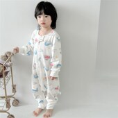 宝宝睡袋春秋双层纯棉分腿防踢被秋冬款 通用 儿童连体睡衣婴儿四季