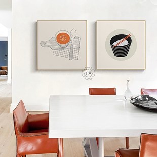 餐食时光 北欧餐厅装饰画美食水果饭厅厨房挂画双联樱桃草莓红色