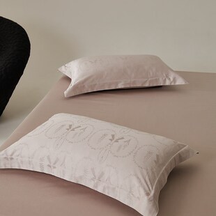 74四季 罗兰禧约100S全棉长绒棉高端枕套一对装 纯棉提花枕头套48