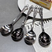 时光弧法式 spoon 洛可可风轻奢厚料316不锈钢勺子复古浮雕主餐勺