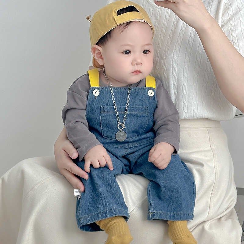 婴儿衣服春秋款套装女宝宝爬服小男童长袖打底衫牛仔背带裤两件套,童装/婴儿装/亲子装,套装,淘宝优惠券,粉丝福利购,淘宝优惠卷