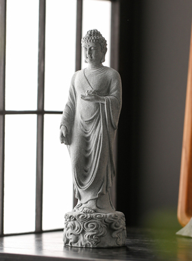 创意如来踏祥云鱼缸造景摆件茶室桌面装饰品中式释迦牟尼佛像摆件