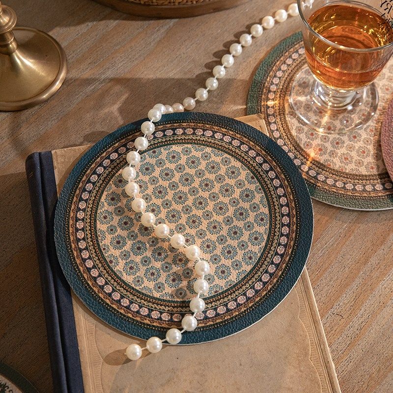 复古轻奢氛围感防水防油隔热皮革餐垫餐桌保护圆形茶几垫防滑杯垫,居家布艺,餐垫,淘宝优惠券,粉丝福利购,淘宝优惠卷