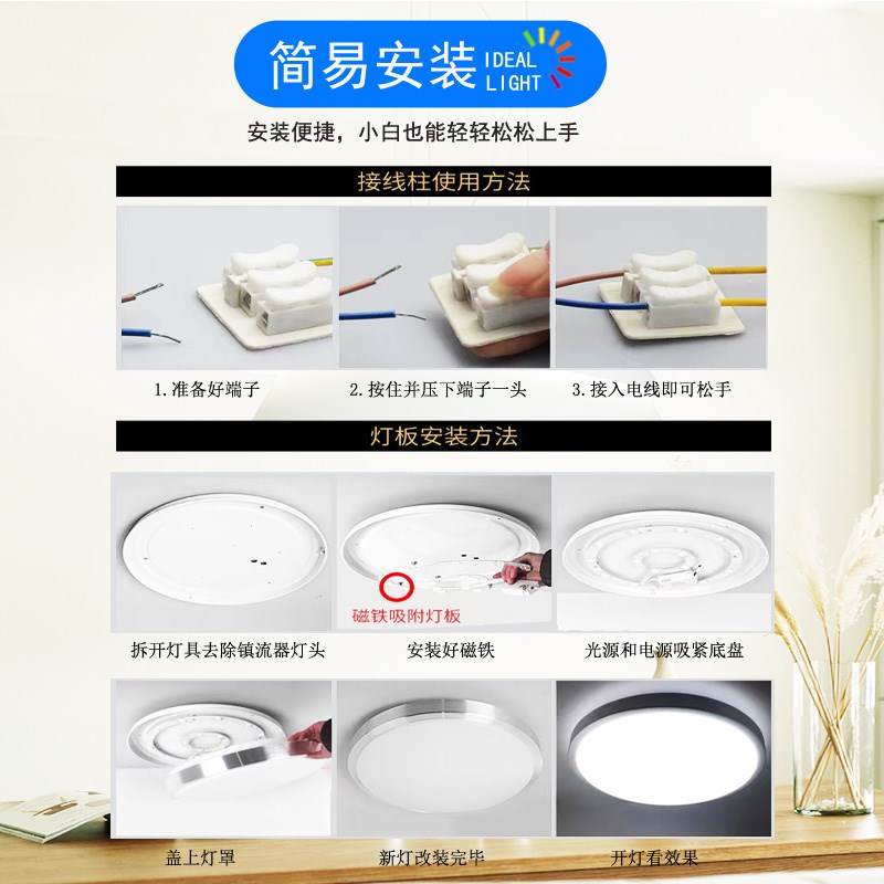 吸顶灯led灯芯全光谱led吸顶灯芯改造灯板替换灯盘吊扇风扇灯灯芯