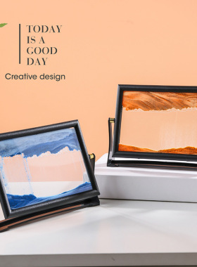 流沙画摆件创意3d带翻转艺术沙漏客厅书房酒柜电视柜家居装饰礼物