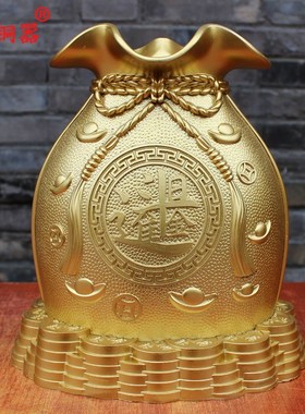 宇卓铜器 纯铜钱袋 黄铜福到钱袋 金钱袋存钱罐客厅商铺桌面摆件