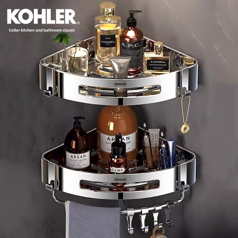 浴室浴室三角储物架厕所免打孔304不锈钢淋浴房沐浴露储物架