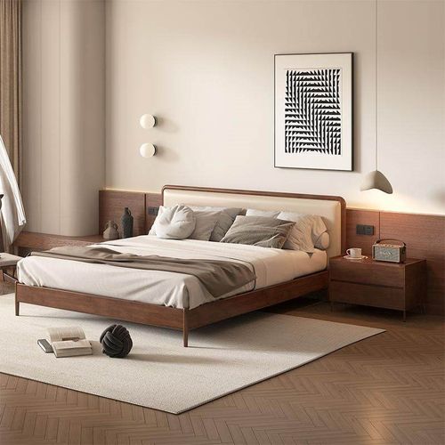 实木床全实木1米8家用白蜡木1米5侘寂风2024新款加厚2米x2米2大床