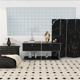 夏季 复古棋盘格子地毯客厅茶几毯卧室高级轻奢沙发地垫侘寂风法式