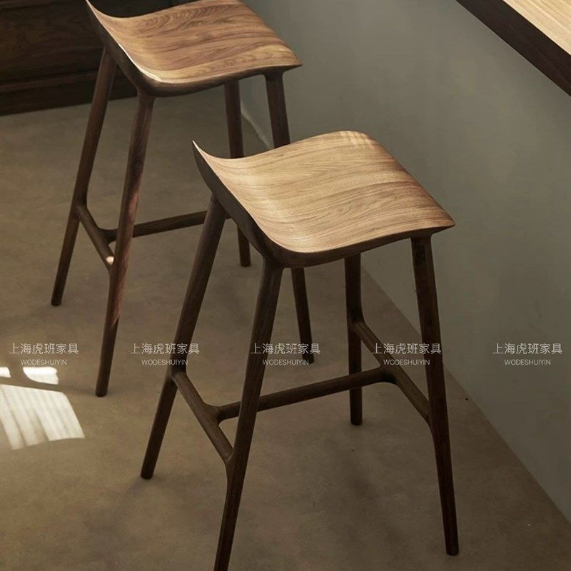北美黑胡桃实木吧台椅岛台高脚凳子客厅咖啡厅吧台凳吧椅休闲椅子,住宅家具,家用高脚椅,淘宝优惠券,粉丝福利购,淘宝优惠卷