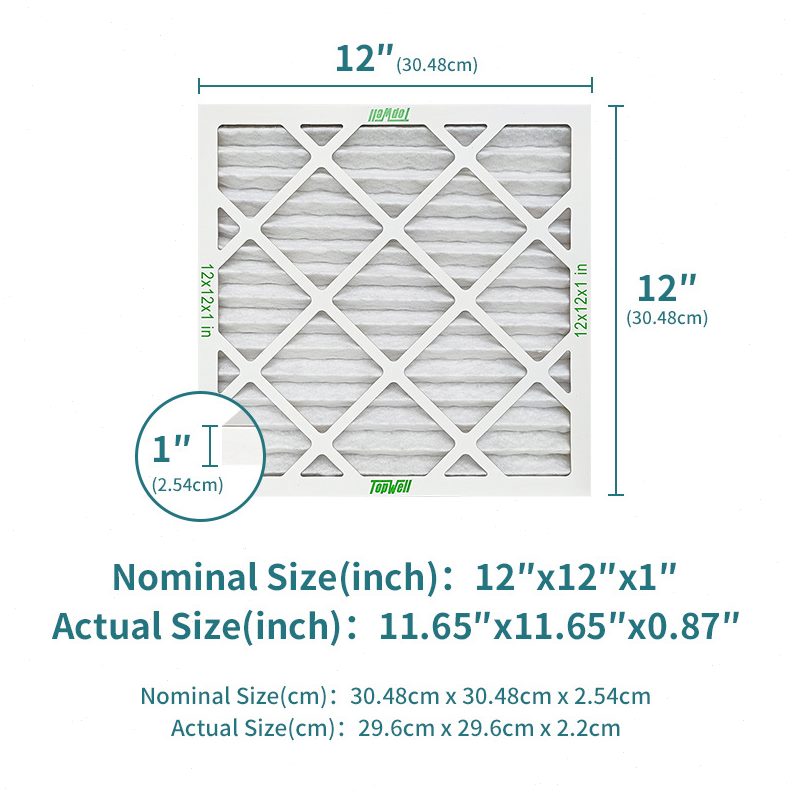 12x12x1板式纸框过滤器 MERV 13(6片装)HVAC/AC/Furnace空气滤芯