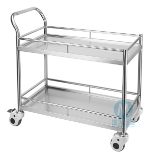 304不锈钢手推车实验室加厚双层静音工具小推车学校餐车品质承诺