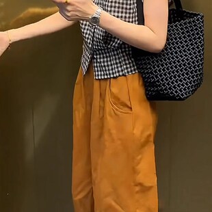 百搭梨型身材八分哈伦阔腿裤 南瓜色大码 新款 女2024秋季 显瘦休闲裤