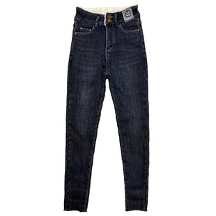 特厚加绒牛仔裤女冬季加厚2023年新款羊羔绒高腰显瘦紧身小脚长裤