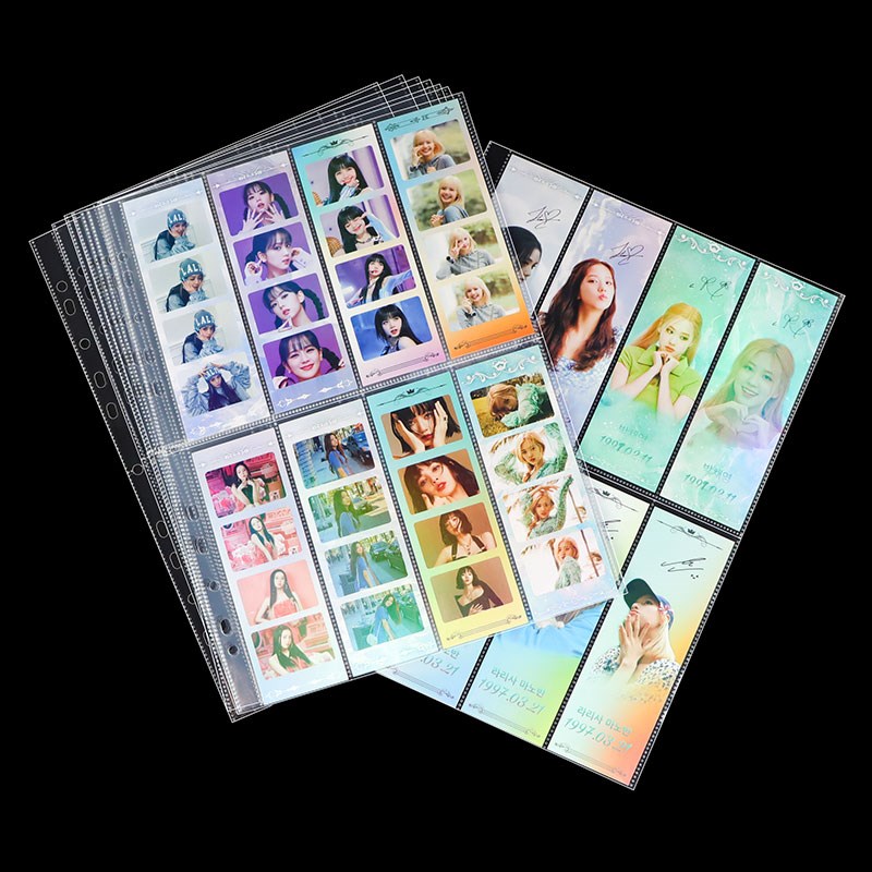 A4人生四格活页卡册替芯竖八宫格内页追星卡片收集11孔收纳册卡页