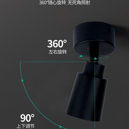 黑色led明装防眩射灯免开孔背景墙3W5W7W侧装照画天花灯聚光24度