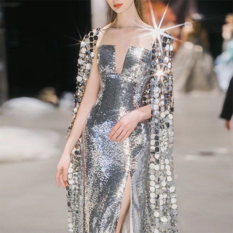 宴会晚礼服裙女2024新款主持人年会高端大气优雅气质高级感演出服