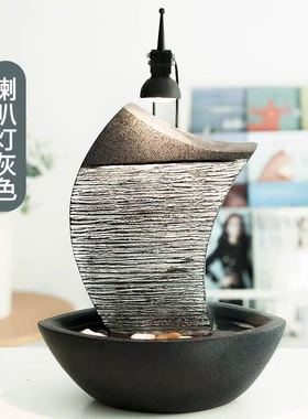 创意欧式流水加湿器水景客厅办公室家居桌面装饰开业招财礼品摆件
