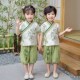 中秋节汉服男童古装 中国风女童舞蹈表演服幼儿园国庆节演出服短袖