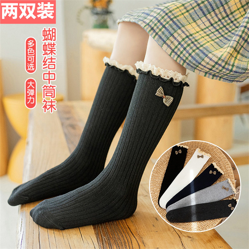 女童长筒袜黑色儿童配jk校服裙子的过膝盖半截幼儿高筒袜春季秋天