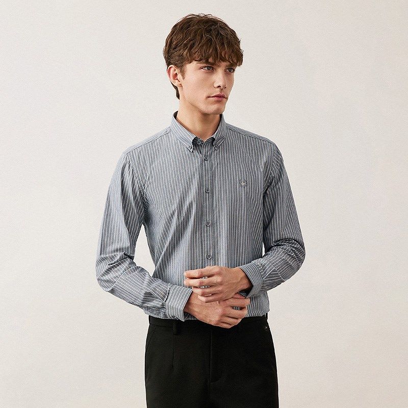[纯棉]Navigare意大利小帆船秋季新款灰色条纹衬衫男长袖休闲衬衣,男装,衬衫,淘宝优惠券,粉丝福利购,淘宝优惠卷