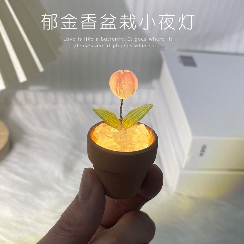 diy迷你盆栽郁金香小夜灯材料包花盆花束魔方闺蜜生日38节礼物,家装灯饰光源,小夜灯,淘宝优惠券,粉丝福利购,淘宝优惠卷