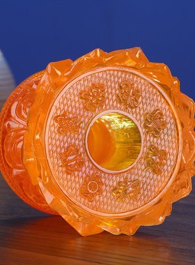 西藏式手摇转动轮底座藏传摆件仿琉璃八吉祥西藏手摇转动筒底座