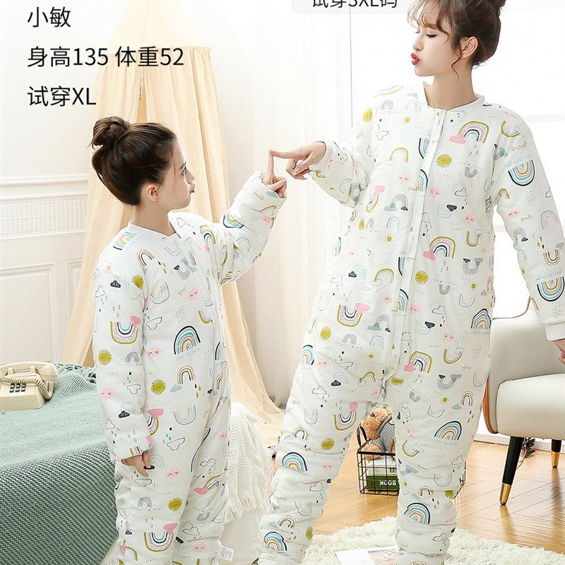 睡袋儿童包脚大宝宝防踢被子5套脚6带脚7大孩子8在大童10岁秋冬款