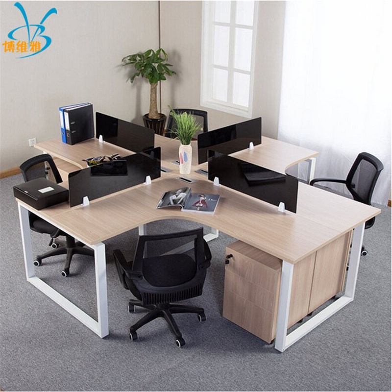 简约办公卡位工作位职员办公桌4人位组合屏风卡位员工电脑桌椅