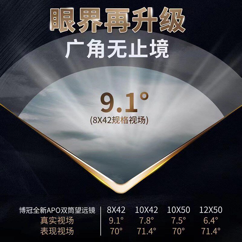 博冠青龙92%高透光率70超广角双ED平场镁合金APO高清双筒望远镜