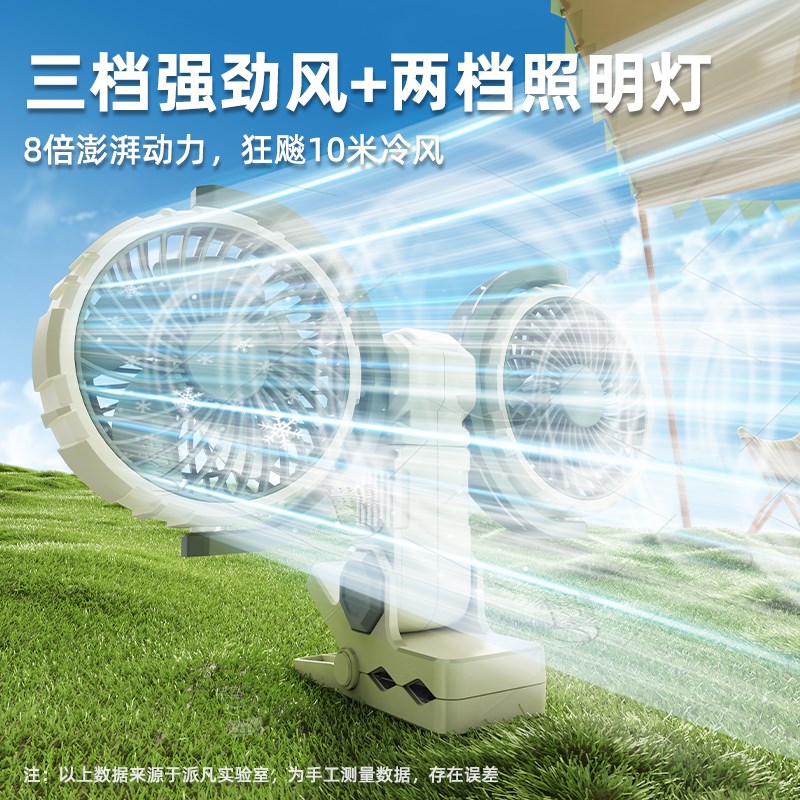 宿舍双头夹扇带j灯学生寝室可夹式床头风扇大号大学上下铺充电静