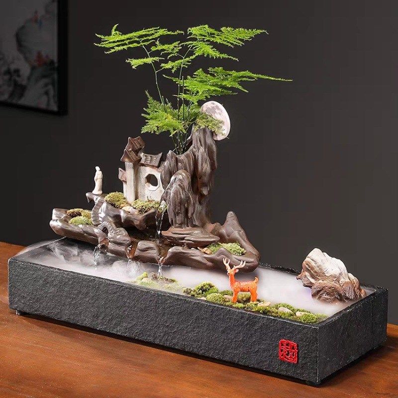 电视柜旁鱼缸招财流水办公室茶桌桌面装饰品鱼缸景观创意陶瓷,家居饰品,流水摆件,淘宝优惠券,粉丝福利购,淘宝优惠卷