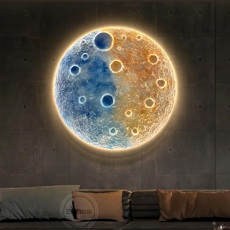 月球玄关装饰画星球走廊过道尽头氛围LD灯壁画卧室背景墙上挂画,家居饰品,氛围画/灯画,淘宝优惠券,粉丝福利购,淘宝优惠卷