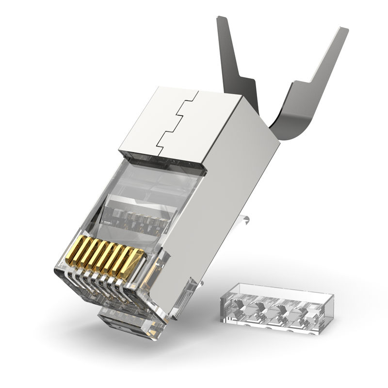 杭龙鑫七类水晶头万兆八类CT7屏蔽高速网线对接头RJ5网络连接器