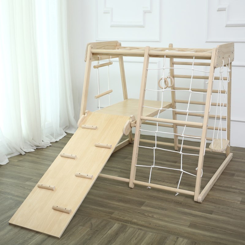 儿童室内攀爬架 实木滑滑梯 秋千组合小型游乐园宝宝锻炼运动启蒙