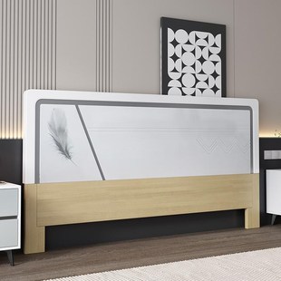 实木床头板现代靠背板米经济型烤漆床头一体落地.米