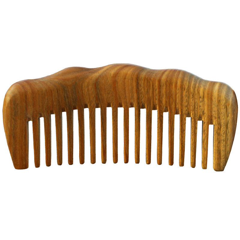 天然绿檀木密细齿梳子 宽粗大齿卷发梳按摩梳 防静电梳檀香木梳子