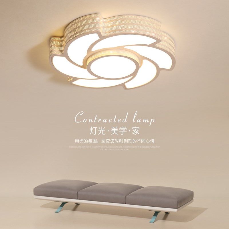 卧室灯温馨浪漫简约现代婚房主卧室吸顶灯具创意个性圆形节能灯饰