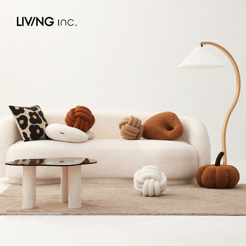 靠垫球形编织线球泡芙球羊羔毛绒no打结球形床上靠枕沙发球球枕,居家布艺,抱枕被,淘宝优惠券,粉丝福利购,淘宝优惠卷