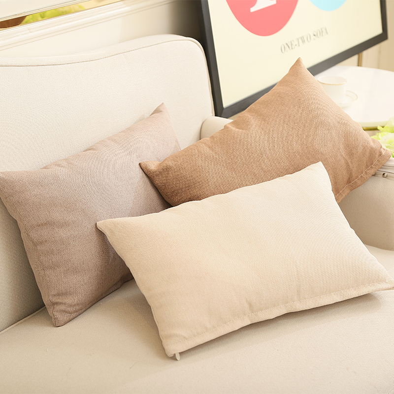 纯色亚麻沙发抱枕长方形靠枕靠垫不含芯客厅大靠背垫大号腰枕