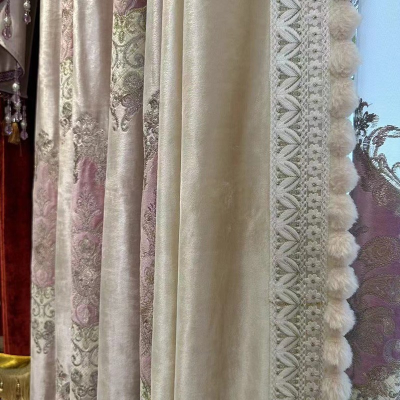 法式奢华欧式浪漫粉色绒布客厅卧室飘窗别墅阳台成品定制拼接