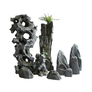 玻璃钢假石头园造景鱼缸装 饰假石假山造景摄影婚庆 饰庭院装