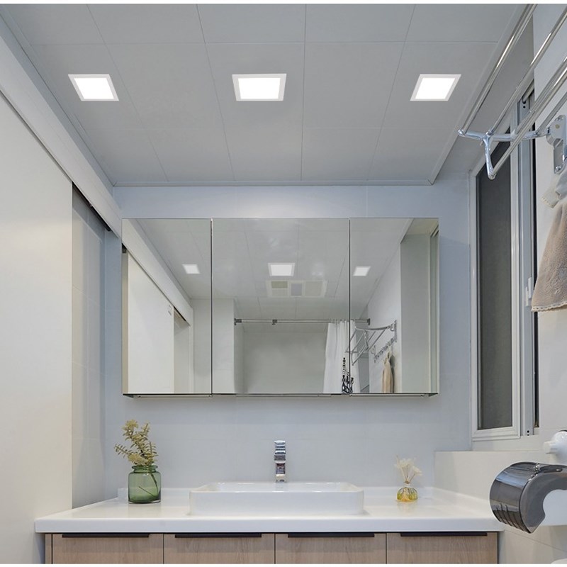 方形暗装嵌入式厨卫灯孔x浴室灯20x20卫生间老式卡扣平板灯