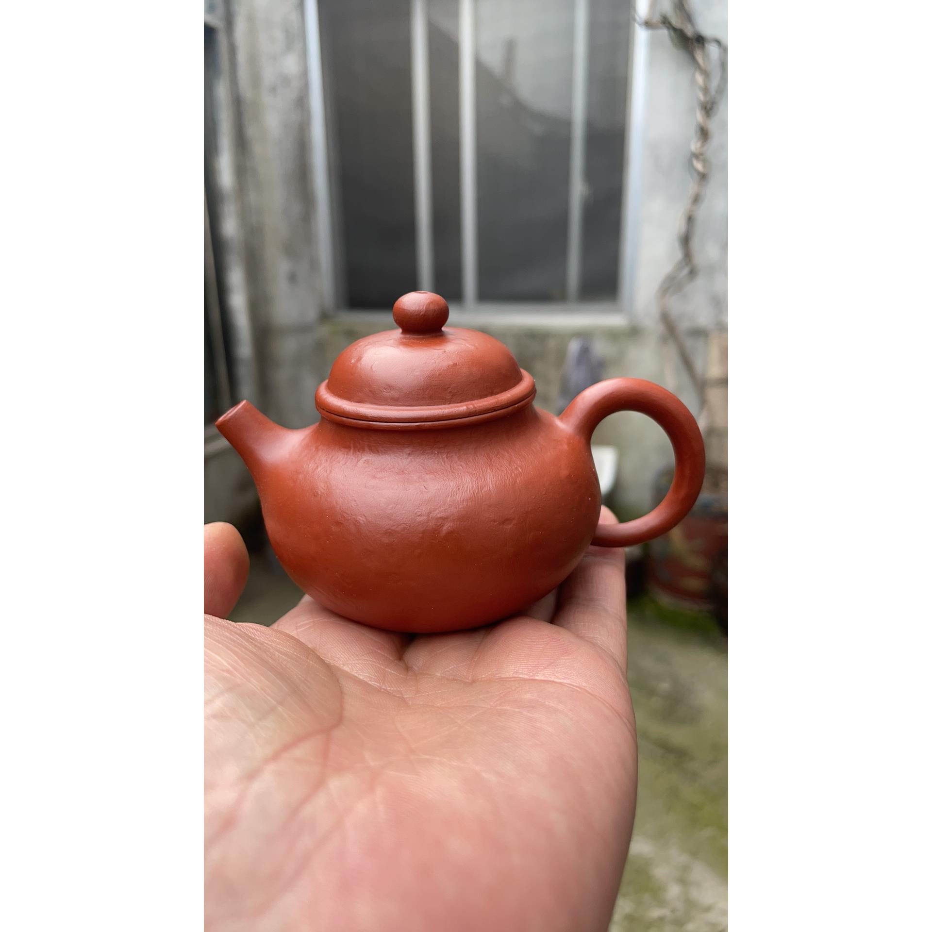 小煤窑朱泥老料手工紫砂壶 小容天 130cc 大红袍生砂熟砂朱泥茶壶