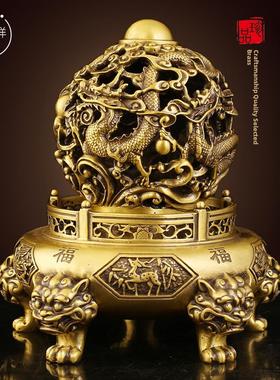 全铜时来运转九转干坤鼎摆件九龙戏珠九转香炉青龙鼎家办公室礼品